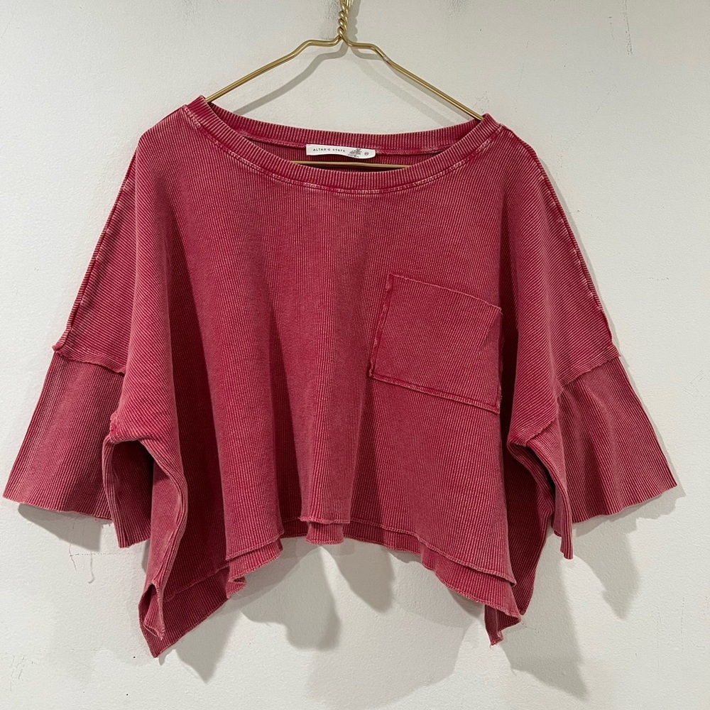 Altar'd State coral  pink red / Crop Top with Pocket oversized XS (XL)